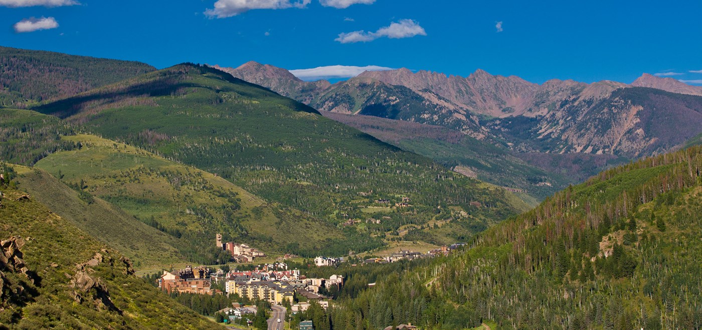 Valley view of mountains in Vail Colorado